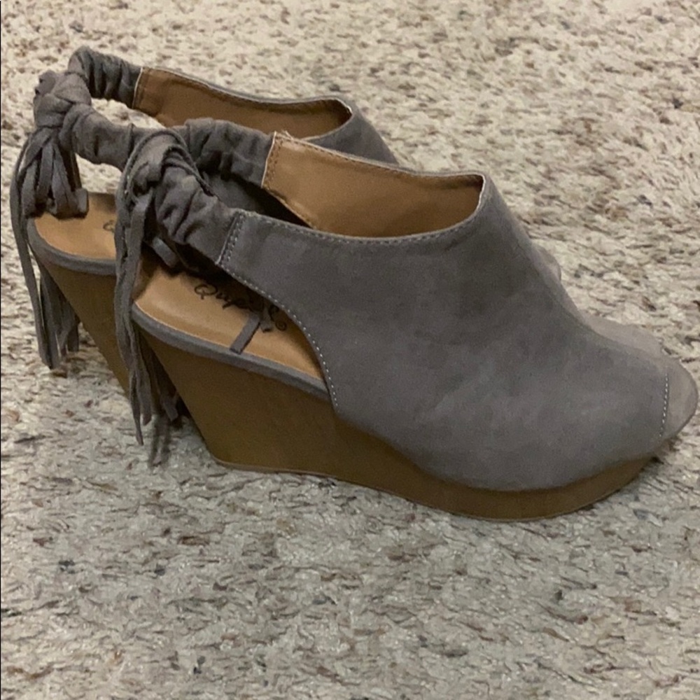 Peep Toe Wedges w/ fringe